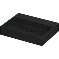 Ink Wastafel United Porselein zonder kraangat incl. porseleinen click plug en verborgen overloop systeem 60 cm x 45 cm x 11 cm Mat zwart 0206004