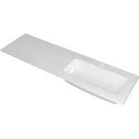 Ink Wastafel Faktor polystone rechts met 1 kraangat 160 cm x 45 cm x 1,5 cm Glans wit 3407048