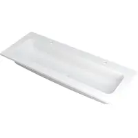 Ink Wastafel Faktor polystone centraal met 2 kraangaten 120 cm x 45 cm x 1,5 cm Mat wit 3407222
