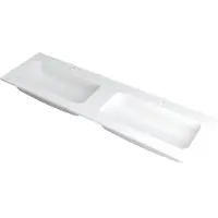 Ink wastafel faktor polystone dubbel met 2 kraangaten 160 cmx45 cmx1,5 cm mat wit 3407242