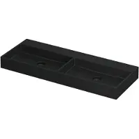 Ink Wastafel United Porselein dubbel zonder kraangat incl. porseleinen click plug en verborgen overloop systeem 120 cm x 45 cm x 11 cm Mat zwart 0206124
