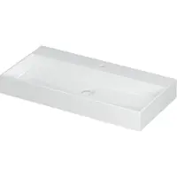 Ink Wastafel United Porselein met 1 kraangat incl. porseleinen click plug en verborgen overloop systeem 90 cm x 45 cm x 11 cm Glans wit 0206051