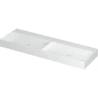 Ink Wastafel United Porselein dubbel met 2 kraangaten incl. porseleinen click plug en verborgen overloop systeem 140 cm x 45 cm x 11 cm Glans wit 0206151