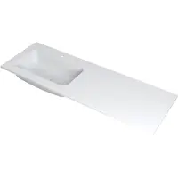 Ink wastafel faktor polystone links met 1 kraangat 140 cmx45 cmx1,5 cm mat wit 3407235