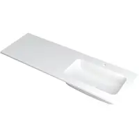 Ink Wastafel Faktor polystone rechts met 1 kraangat 140 cm x 45 cm x 1,5 cm Mat wit 3407238