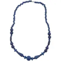 Behave – Houten kralen ketting – 48 cm – Donkerblauw – Boho stijl