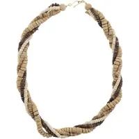 Behave – Gedraaide kokos ketting – 55 cm – Beige en bruin tinten