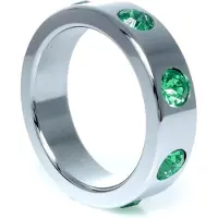 Boss Series - Metaal - Cockring - Penisring met Groene Diamanten - Groot