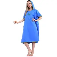 Karma trandponcho, surfponcho, omkleedhulp, ultralichte badhanddoek, sneldrogende badjas van microvezel voor dames, heren en kinderen, 90 x 110 cm (donkerblauw)