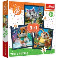 Trefl Puzzel 3in1 - Maak kennis met de schattige katten