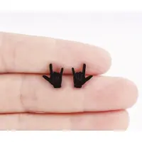 Vibe - Oorbellen dames zwart - statement studs - trendy - modern design - cadeau -