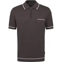 Bugatti polo bruin met rits wijde fit katoen