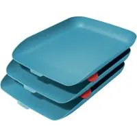 Leitz Cosy Set Van 3 Brievenbakken - Brievenbakjes Voor A4 En C4 Formaten - Sereen Blauw
