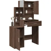 vidaXL Schminktafel met kast, bruin, eikenlook, 80x35x132 cm