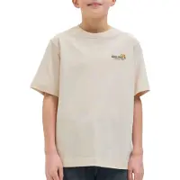 Jack & Jones JUNIOR T-shirt ecru Jongens Katoen Ronde hals Backprint - maat 152