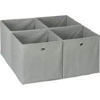 Relaxdays kastmand - set van 4 - opvouwbaar - 30x30x30 cm - voor kleding - speelgoed - grijs