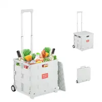 Relaxdays Hulp bij het winkelen, winkelwagen, Wit