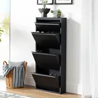En.casa Schoenenkast Sokndal 4 kleppen zwart 118x50x15 cm []
