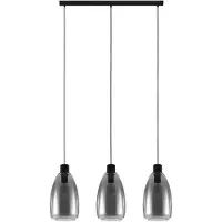 Eglo Glazen hanglamp Chelvey 3-lichts zwart met smoke glas