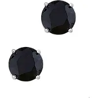 The Jewelry Collection TFT Oorknoppen zwarte ronde Zirkonia Zilver Gerhodineerd Glanzend 7 mm