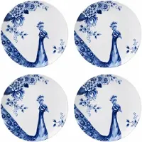 Heinen Delfts Blauw Ontbijtbord Paauw Blauw - Porselein - 19 cm - 4 stuks