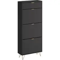 Vicco Helge Schoenenkast – 60 x 145 cm 3 compartimenten Zwart