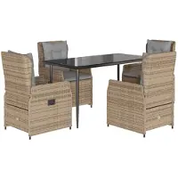 vidaXL 5-delige Tuinset met kussens poly rattan beige