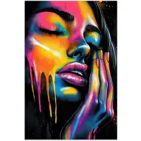 PosterMonkey Poster 40x60 cm - Vrouw - Gezicht - Verf - Kunstzinnig - Posters - Kamer decoratie - Wanddecoratie woonkamer - Muurdecoratie slaapkamer