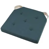 Stof Textile stoelkussen DUO - marine blauw - 38 x 38 x 4 cm - klittenband sluiting - zitkussens - binnen/buiten