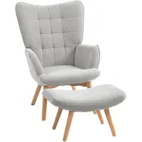 4Goodz Homcom oor-fauteuil met voetenbank ribfluweel optiek -