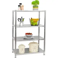 Shelfr 160kg Roestvrij Stalen Plank met 4 Niveaus - Heavy Duty Rek 74x41x110 Metalen Legplank Opbergrek