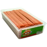 Lollywood Zure Aardbei matjes Snoep - 1,7kg - Rood - Zuur - aardbei roze matjes +- 200 stuks