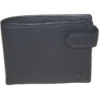 Oi zwarte leren herenportemonnee met lip / klein laag model billfold met klep naar links / compacte herenbeurs afsluitbaar / RFID SAFE / zwart leer / 565