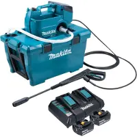 Makita DHW 080 PF2K Snoerloze hogedrukreiniger 36 V ( 2x 18 V ) 80 bar 380 l/u Borstelloos + 2x accu 3.0 Ah + dubbele lader