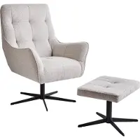 Beliani MOLLE - Fauteuil met voetenbank - Lichtbeige - Polyester