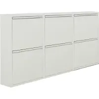 NATURN LIVING Metalen schoenenkast 6 - deurs - set van 3 | 166,5 x 17 x 75 cm | Functionele en compacte schoenenkast voor het stijlvol opbergen van jouw schoenen verzameling | Schoenenrek | Mat wit
