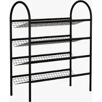 WDMT Metalen schoenenrek zwart 4 lagen | schoenenrek metaal | schoenen opbergsysteem | schoenen kast | Zwart
