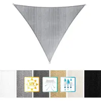 Lumaland Driehoekige luifel van incl. spandraden |Driehoek 3 x 3 x 3 m| 160 g/m² - lichtgrijs