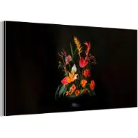 MuchoWow Aluminium schilderij 160x80 cm - Wanddecoratie metaal - Schaal - Boeket - Bloemen - Metalen muurdecoratie woonkamer - Decoratie industrieel - Foto op dibond - Industriële accessoires slaapkamer
