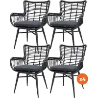 Van der Garde Tuinmeubelen Set van 4 - Jasmine dining tuinstoel - Black