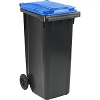 ESE Afvalcontainer 180 liter grijs met blauw deksel - Papiercontainer