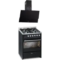 Gurari GCH E 610 BL, gasfornuis vrijstaand 60 cm+GCH 268 BL 6 PRIME Afzuigkap 60 cm