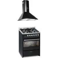 Gurari GCH E 610 BL, gasfornuis vrijstaand 60 cm+GCH 046 BL 6 Afzuigkap 60 cm