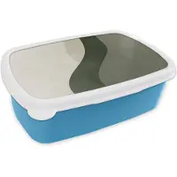 MuchoWow Broodtrommel Blauw - Lunchbox Japandi - Groen - Abstract - Modern - Brooddoos 18x12x6 cm - Brood lunch box - Broodtrommels voor kinderen en volwassenen