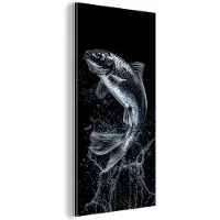 MuchoWow Aluminium schilderij 20x40 cm - Wanddecoratie metaal - Vis - Koi - Zwart - Water - Metalen muurdecoratie woonkamer - Decoratie industrieel - Foto op dibond - Industriële accessoires slaapkamer