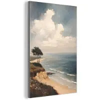 MuchoWow Aluminium schilderij 20x30 cm - Wanddecoratie metaal - Klif - Zee - Boom - Metalen muurdecoratie woonkamer - Decoratie industrieel - Foto op dibond - Industriële accessoires slaapkamer