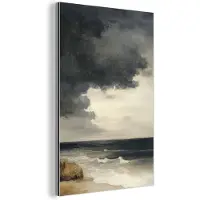 MuchoWow Aluminium schilderij 20x30 cm - Wanddecoratie metaal - Kust - Golven - Rots - Storm - Metalen muurdecoratie woonkamer - Decoratie industrieel - Foto op dibond - Industriële accessoires slaapkamer