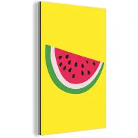 MuchoWow Aluminium schilderij 80x120 cm - Wanddecoratie metaal - Fruit - Watermeloen - Geel - Metalen muurdecoratie woonkamer - Decoratie industrieel - Foto op dibond - Industriële accessoires slaapkamer