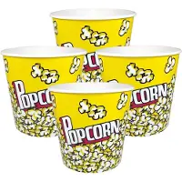 Concorde Popcorn bak - 8x - geel/wit - kunststof - D21 cm - 4.7 liter - herbruikbaar