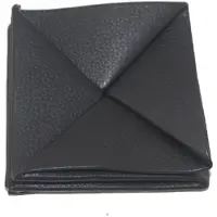 Oi zwart leren vierkant Kleingeldbeursje/ uitvouwbare Wiener schachtel / compact vierkant vouwbakje voor muntgeld / zwart leer / 376
